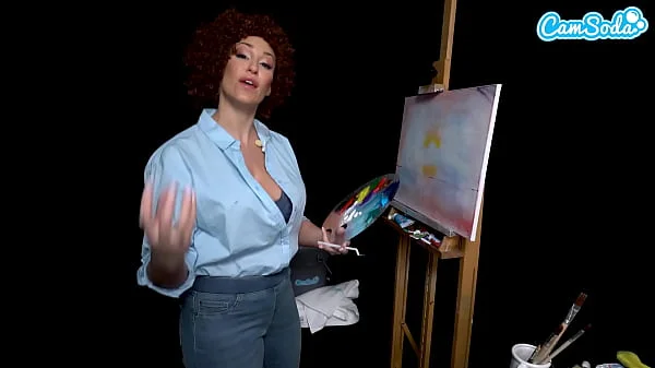 Big Tits MILF Ryan Keely Cosplay As Bob Ross Gets Horny During Painting Tutorial