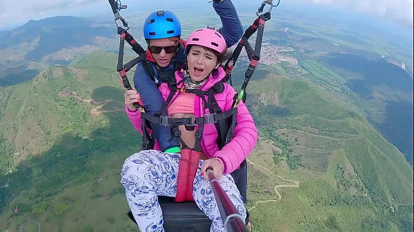 Wet Pussy SQUIRTING IN THE SKY 2200m High In The Clouds while PARAGLIDING