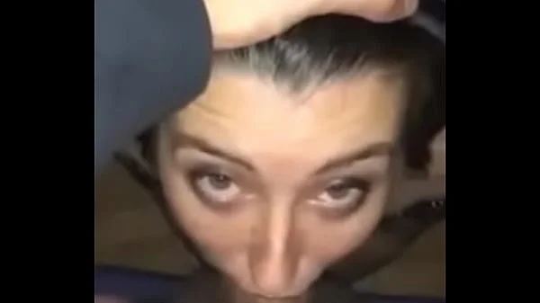 Brunette blowjob slap