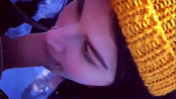 Risky sucking a stranger in a public park and swallowing hot cum