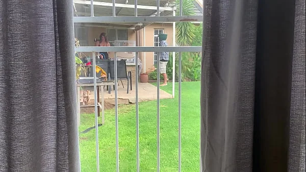 I caught my neighbours fucking outside in the backyard