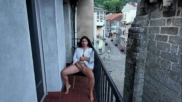 Risky Public Balcony Masturbation of My StepSister