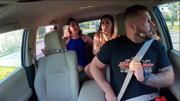 Step Sisters Seduce Handsome Uber Driver In Public